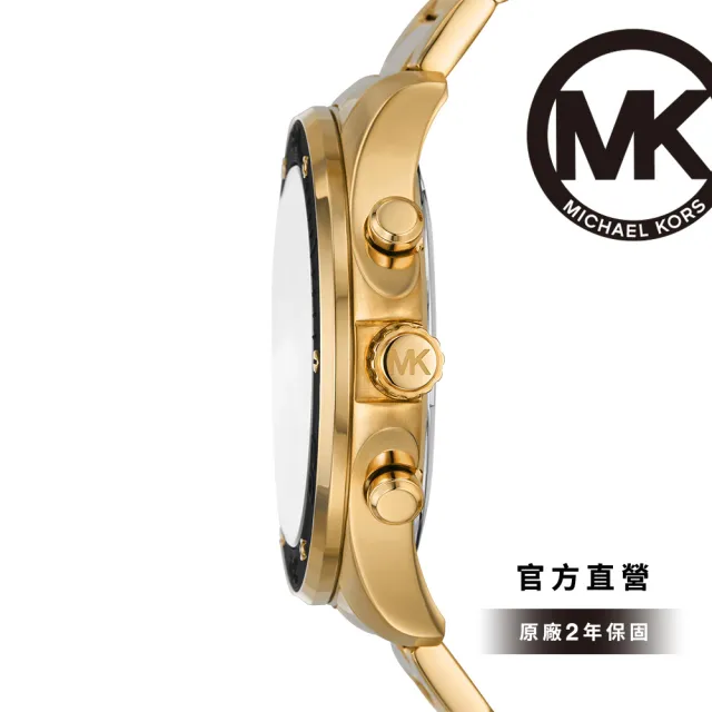 【Michael Kors】Nolan 諾蘭系列三眼手錶 深沉黑 金色不鏽鋼錶帶 45MM MK9068