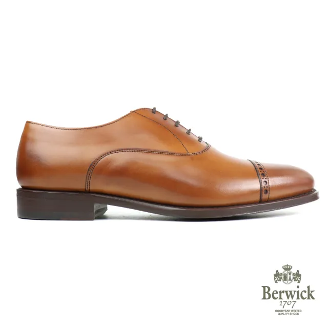 【Berwick】西班牙手工壓線橫飾牛津鞋 淺棕色(B4472-TAN)