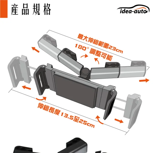 【idea auto】車用頭枕手機平板支架(360度 平板支架 車用手機支架 超穩固)