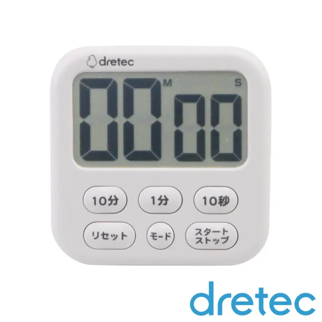 【DRETEC】香香皂_日本大音量大螢幕時鐘計時器-6按鍵-白色(T-637DWTKO)