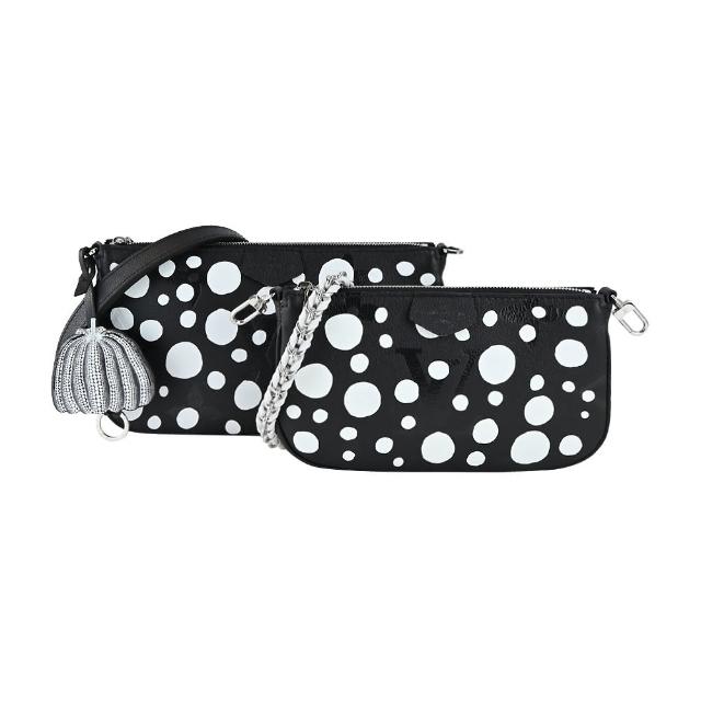 【Louis Vuitton 路易威登】M46410 LVxYK Infinity Dots 圓點印花粒面牛皮斜背袋(黑色)