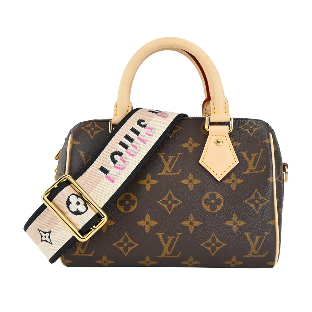 【Louis Vuitton 路易威登】M46234 經典Speedy Bandouliere20帆布手提/斜背波士頓包(黑色)