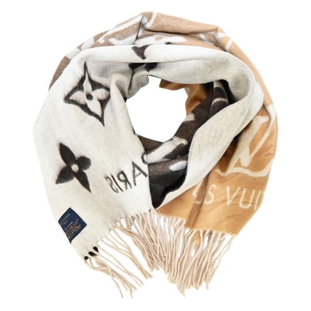 LV LOUIS VUITTON路易威登 M73675 REYKJAVIK 經典 LOGO Cashmere 漸層長圍巾
