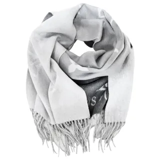 【Louis Vuitton 路易威登】M76336 Reykjavik Gradient 山羊絨漸層流蘇圍巾(灰)