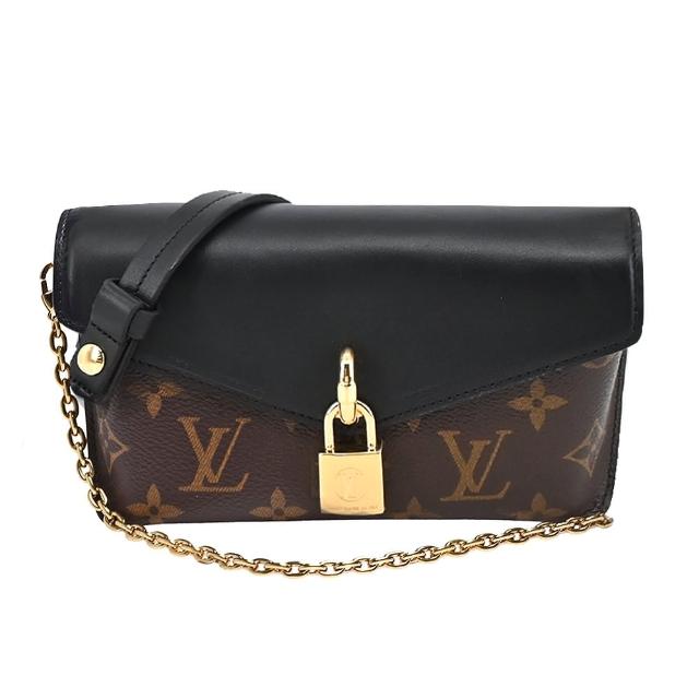 LV LOUIS VUITTON路易威登 M80559 Padlock on Strap 經典 Monogram 帆布鎖扣信封斜背包