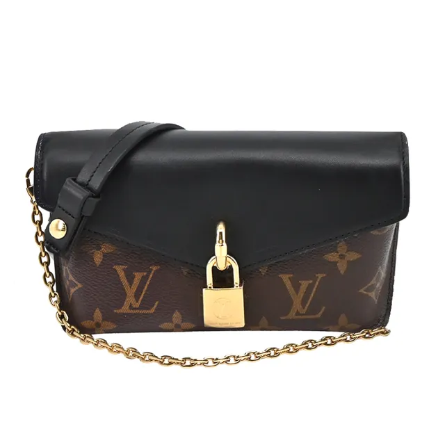 【Louis Vuitton 路易威登】M80559 Padlock on Strap 經典Monogram帆布鎖扣信封斜背包(黑色)