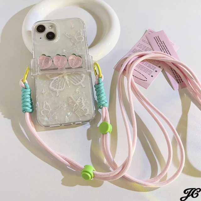 JC CollectionJC Collection 創意甜美立體水蜜桃造型手機背夾背繩可調節*適用於任何手機*(水蜜桃)