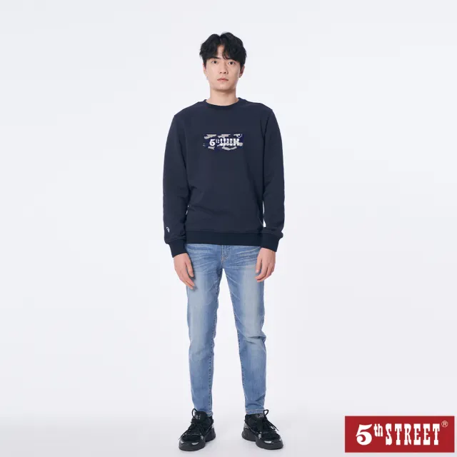 【5th STREET】男裝MIT丹寧修身直筒長褲-拔洗藍