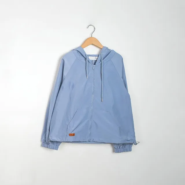 【Dailo】速乾防潑水短版風衣連帽長袖外套(藍 綠 米/魅力商品)