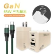 【WELLY】65W氮化鎵GaN 極速充電器+100W Type-C to Type-C 1.2M 傳輸充電線(組合)