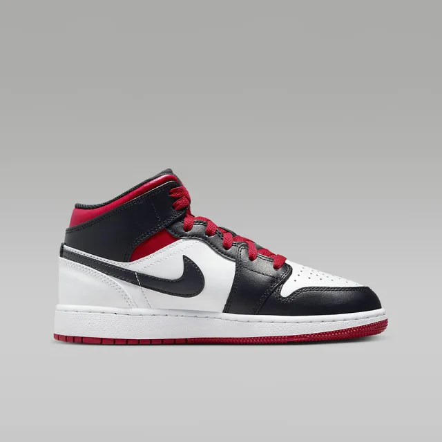 【NIKE 耐吉】休閒 籃球鞋 運動鞋 AIR JORDAN 1 MID GS 男鞋 女鞋 大童 黑白紅(DQ8423106)