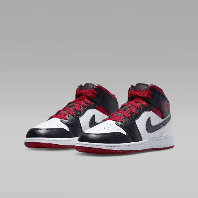 NIKE 耐吉】休閒籃球鞋運動鞋AIR JORDAN 1 MID GS 男鞋女鞋大童黑白紅