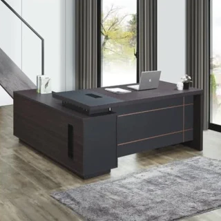 【AS雅司設計】AS-特洛伊雙色線條6尺L型辦公桌-含側櫃-不含活動櫃