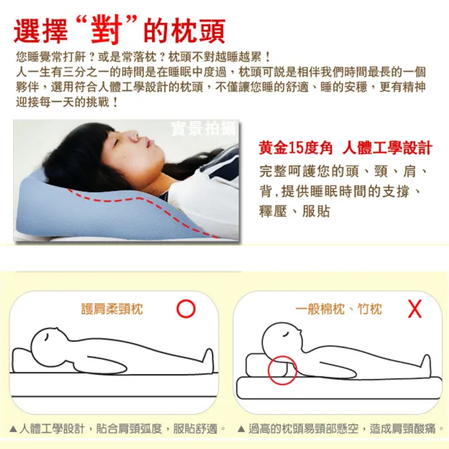 【LooCa】吸濕排汗專利護肩柔頸枕頭(2入)