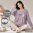 【Amhome】帶胸墊睡衣長袖長褲免穿內衣家居服套裝舒適親膚2件式套裝#120224(8色)