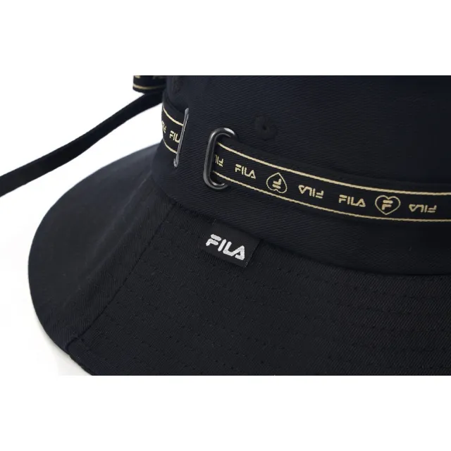 【FILA官方直營】緞帶時尚筒帽/漁夫帽-黑色(HTY-1202-BK)