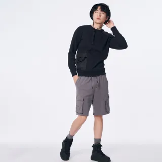 【5th STREET】中性款多口袋設計工裝短褲-灰色