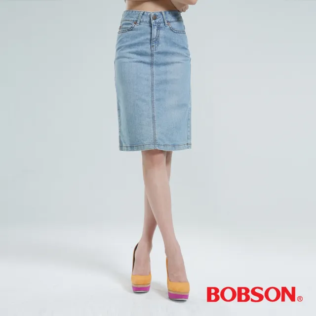 【BOBSON】伸縮短裙(淺藍D067-58)