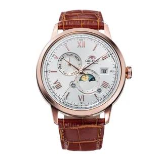 【ORIENT 東方錶】ORIENT 東方錶 SUN&MOON系列 羅馬數字日月相錶 皮帶款  白色 - 41.5 mm(RA-AK0801S)