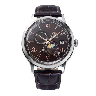 【ORIENT 東方錶】ORIENT 東方錶 SUN&MOON系列 羅馬數字日月相錶 皮帶款  咖啡色 - 41.5 mm(RA-AK0804Y)