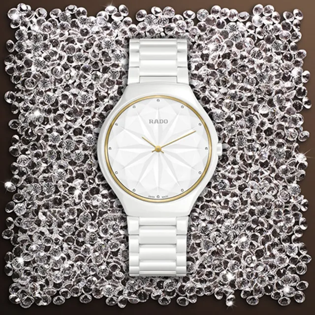 【Rado 雷達表】官方授權 True Thinline 系列星鑽限量陶瓷腕錶-39mm(R27007702)