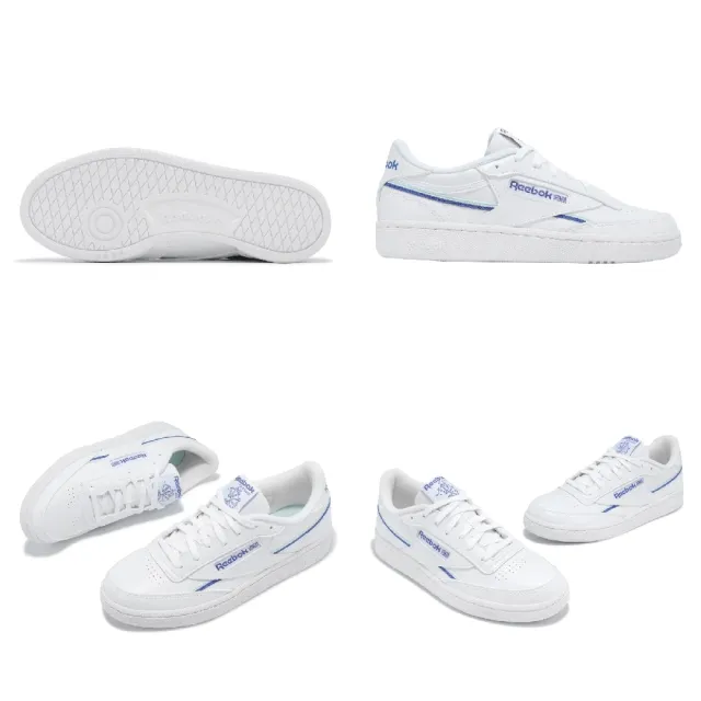 【REEBOK】休閒鞋 Club C 85 Vagan 女鞋 白 藍 皮革 拼接 復古 低筒 運動鞋(100074445)