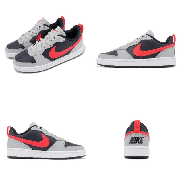 【NIKE 耐吉】休閒鞋 Court Borough Low Recraft GS 大童 女鞋 灰 紅 皮革 低筒(DV5456-003)