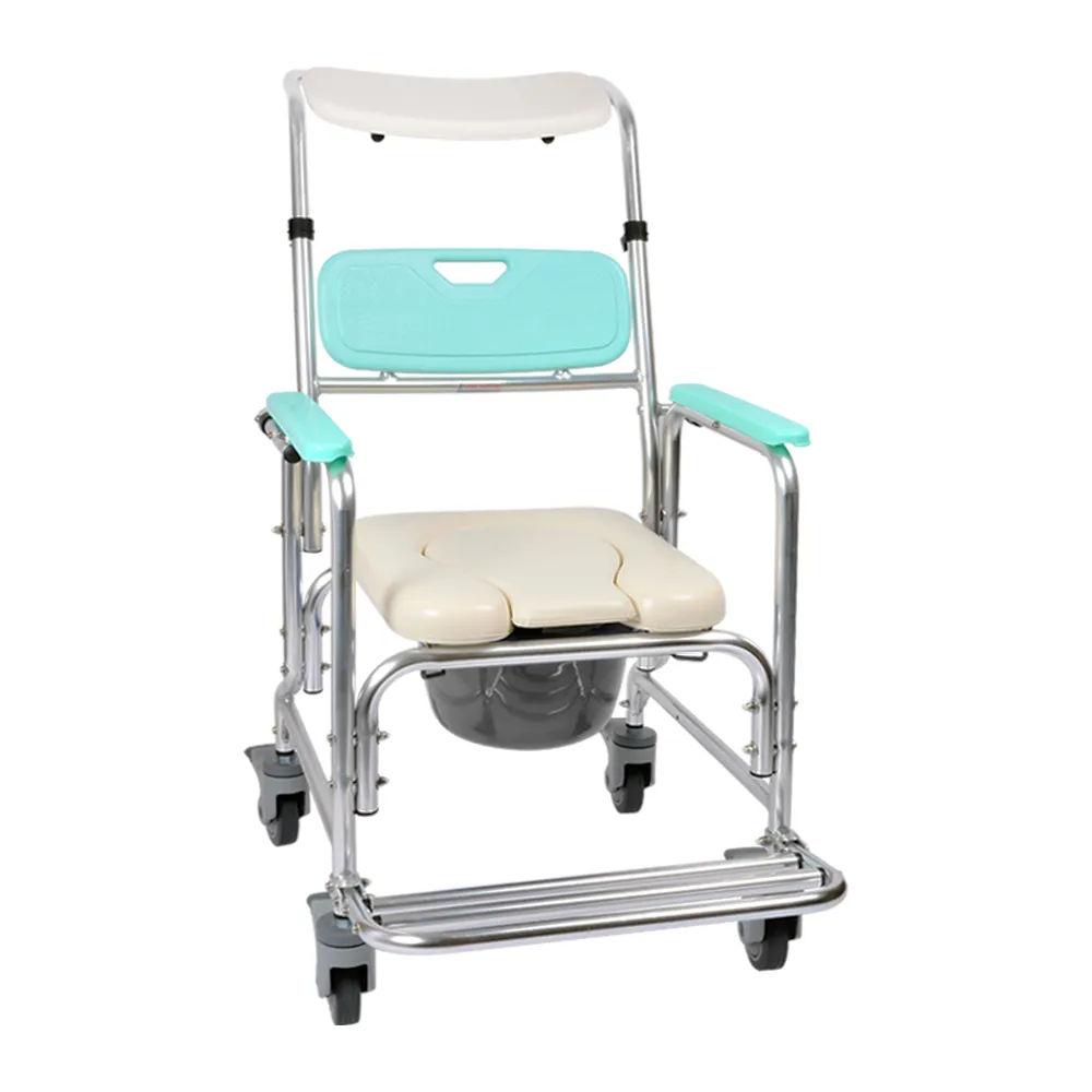 【恆伸醫療器材】ER-4601 45度半躺式洗澡便椅/馬桶椅/洗澡床/便器椅/便盆椅(有輪可推、可架馬桶、可半躺)
