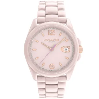 【COACH】官方授權經銷商 優雅質感陶瓷晶鑽腕錶-36mm/粉 新年禮物(14503926)