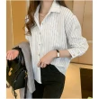 【Shiny 藍格子】直條紋寬鬆設計長袖襯衫 V3884 現+預(女裝)