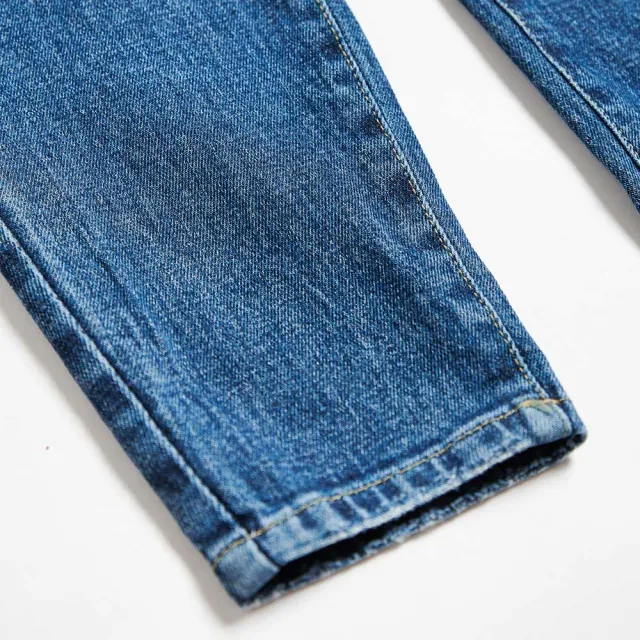 【EDWIN】江戶勝 女裝 經典櫻花刺繡窄管牛仔褲(拔洗藍)