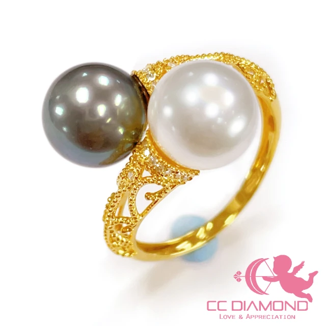 CC DiamondCC Diamond 日本AKOYA珍珠 18K黃金雙珠戒指(8.9mm)