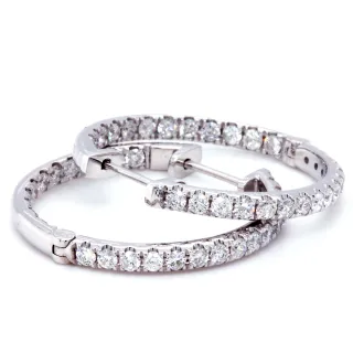 【BRILLMOND JEWELRY】鑽石耳環 18K白金 1.5克拉 環式款(鑽石總重1.5克拉 全18K金白台)