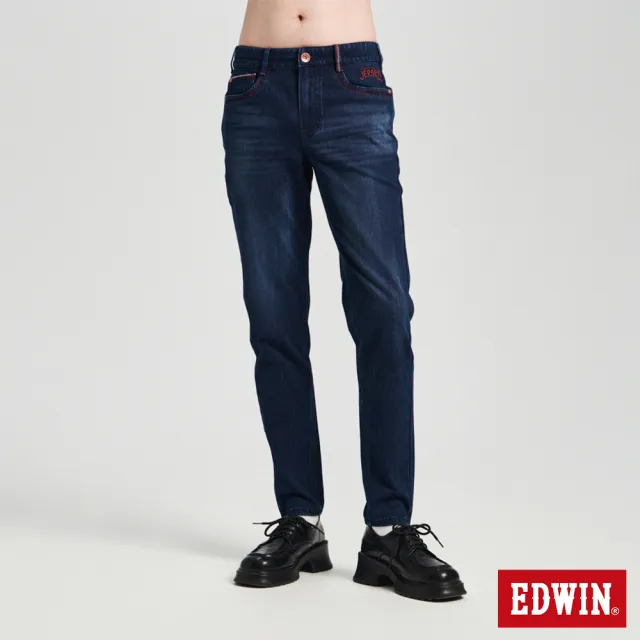 【EDWIN】男裝 東京紅360°迦績彈力機能小直筒牛仔褲(石洗綠)
