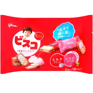 【Glico 格力高】草莓牛奶風味雙味夾心餅乾(154.8g)