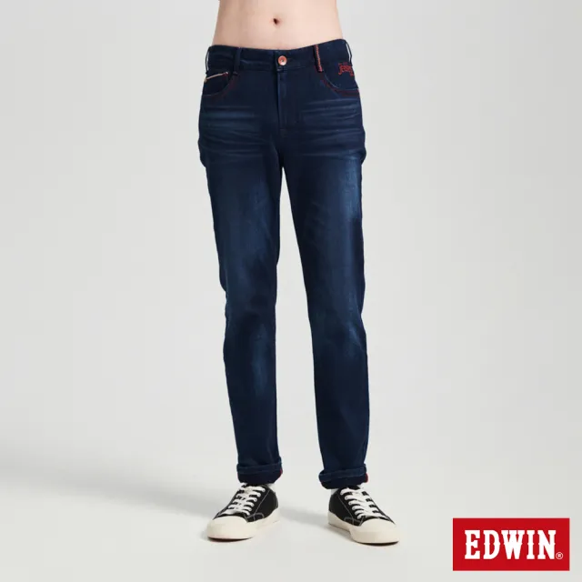【EDWIN】男裝 東京紅360°迦績彈力機能錐形牛仔褲(酵洗藍)