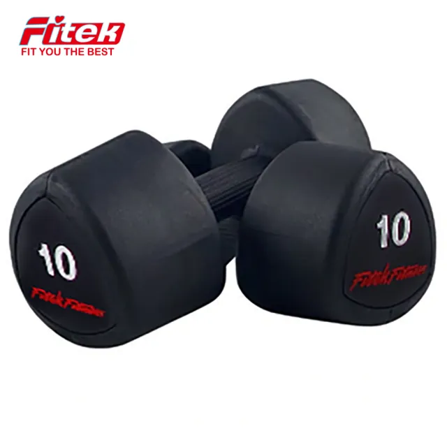 【Fitek】10公斤 三角啞鈴1對／橡膠啞鈴 10KG(可摔啞鈴／10公斤包膠啞鈴/健身房專業啞鈴)