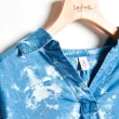 【EDWIN】江戶勝 女裝 靛藍系列 後箱折七分袖T恤(拔淺藍)