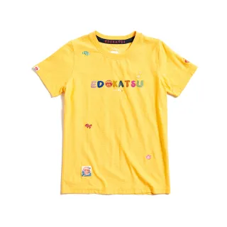 【EDWIN】江戶勝 女裝 繽紛LOGO短袖T恤(黃色)