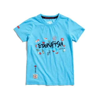 【EDWIN】江戶勝 女裝 日式多元主題短袖T恤(水藍色)