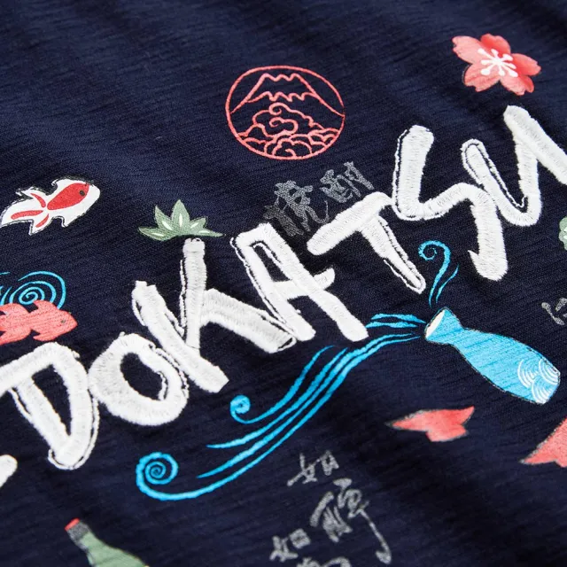 【EDWIN】江戶勝 女裝 日式多元主題短袖T恤(丈青色)
