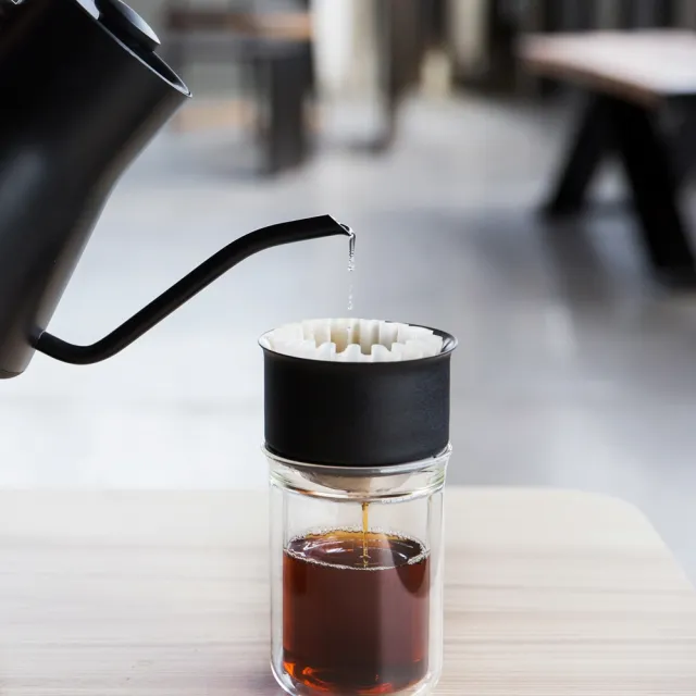 【FELLOW】Pour Over Dripper Set X 不鏽鋼雙層真空濾杯組（1-2人份）(濾杯+雙層玻璃杯300ml)