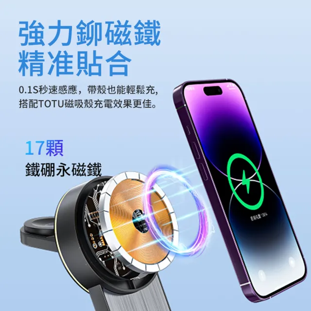 【TOTU】三合一磁吸折疊無線充 MagSafe無線充電器 iphone/iwatch/airpods無線充電支架