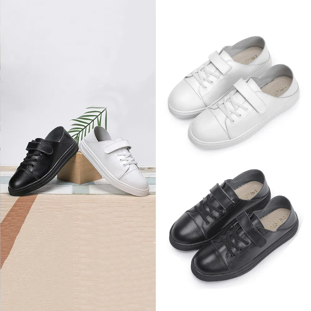 【FUFA Shoes 富發牌】質感真皮兩穿式休閒鞋-全黑/全白 8062L(女鞋/休閒鞋/真皮鞋/小白鞋/真皮休閒鞋)