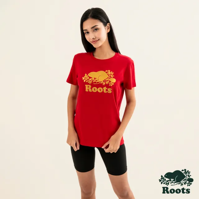 【Roots】Roots女裝-#Roots50系列 光芒海狸經典短袖T恤(紅色)