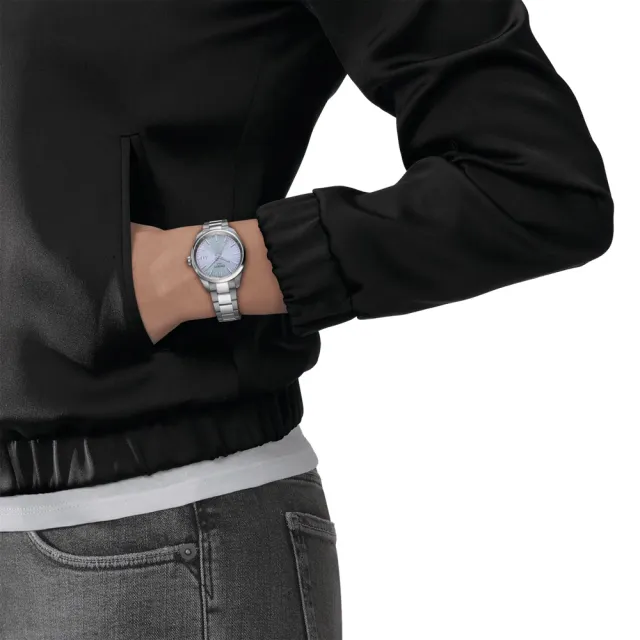【TISSOT 天梭 官方授權】PR100 簡約時尚女錶-冰川藍/34mm 母親節 禮物 送禮(T1502101135100)