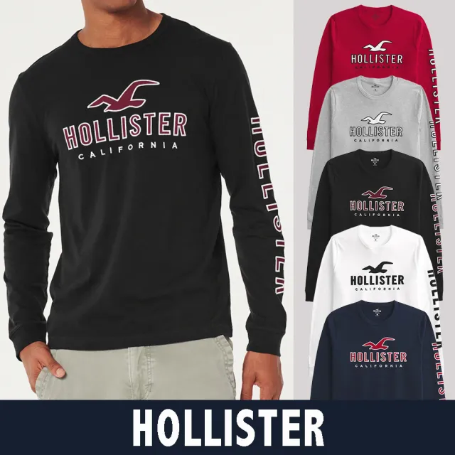 【HOLLISTER Co】HCO 海鷗 經典刺繡大海鷗文字圖案長袖T恤 上衣-多色組合(平輸品)