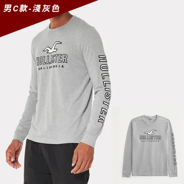 【HOLLISTER Co】HCO 海鷗 經典刺繡大海鷗文字圖案長袖T恤 上衣-多色組合(平輸品)