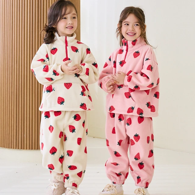 BebeZooBebeZoo 草莓印花搖粒絨保暖套裝2件組(TM2311-500)