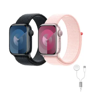 二合一充電線組【Apple 蘋果】Apple Watch S9 GPS 45mm(鋁金屬錶殼搭配運動型錶環)